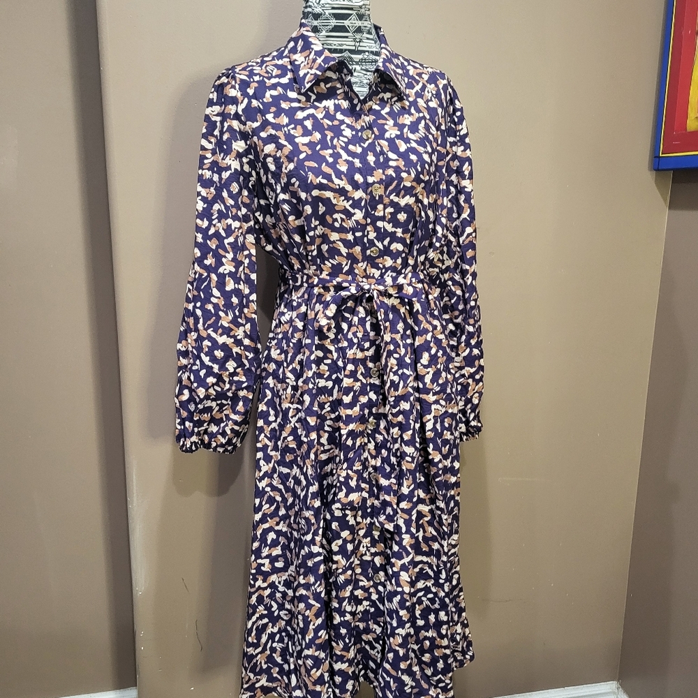 Nine West Blue and Pink Midi Dress - Picture 6 of 10